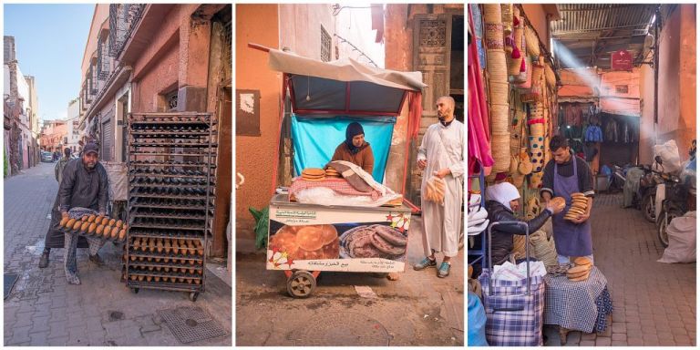 Selling bread in Marrakech